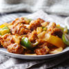 Gluten free takeaway style Chinese sweet and sour chicken (made with battered and deep fried chicken)